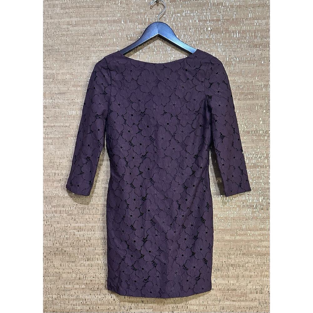 Diane von Furstenberg Lace Sheath Dress Size 4 Floral 3/4 Sleeve Cocktail